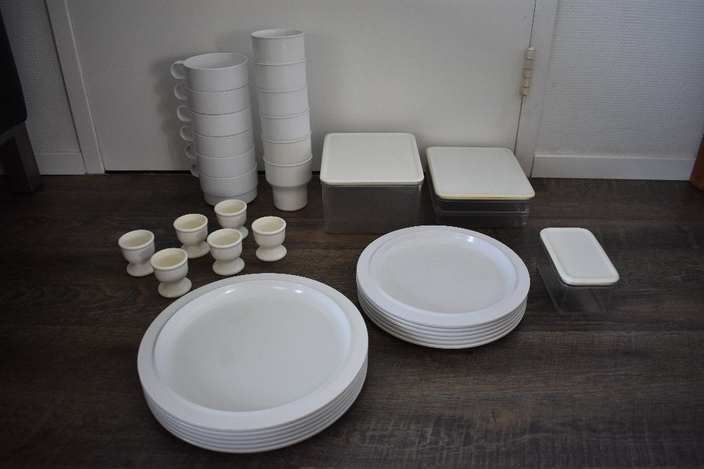Mepal vintage retro wit 6 persoons buiten servies, Ophalen of Verzenden, Gebruikt