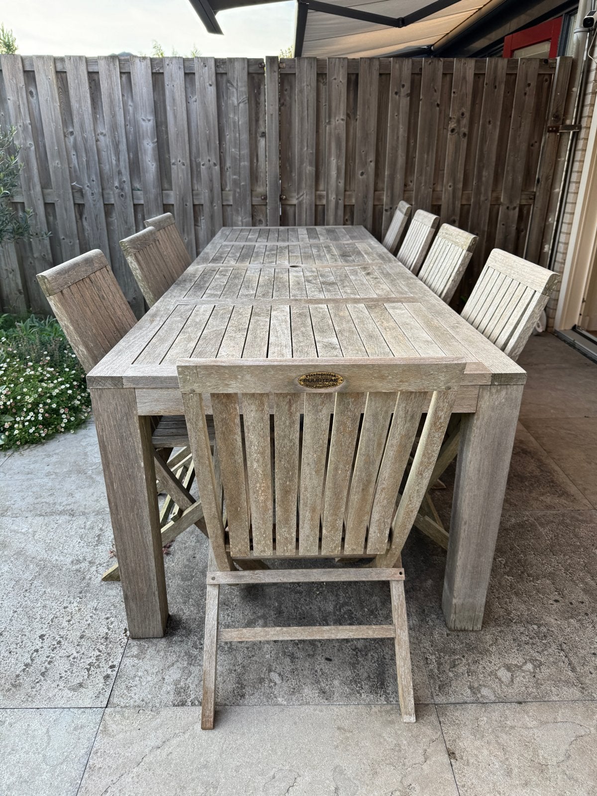 LEVERING MOGELIJk! Robuuste Teakhouten Tafel met 8 Stoelen