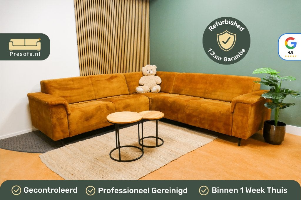 Lounge hoekbank okergeel [Refurbished], 250 tot 300 cm, -, -, Hoekbank