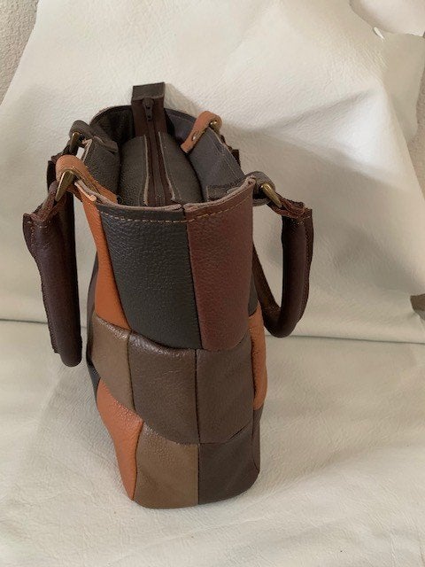 Leren tas shopper patchwork verschillende bruintinten nieuw, Ophalen of Verzenden, Nieuw, Bruin, Shopper