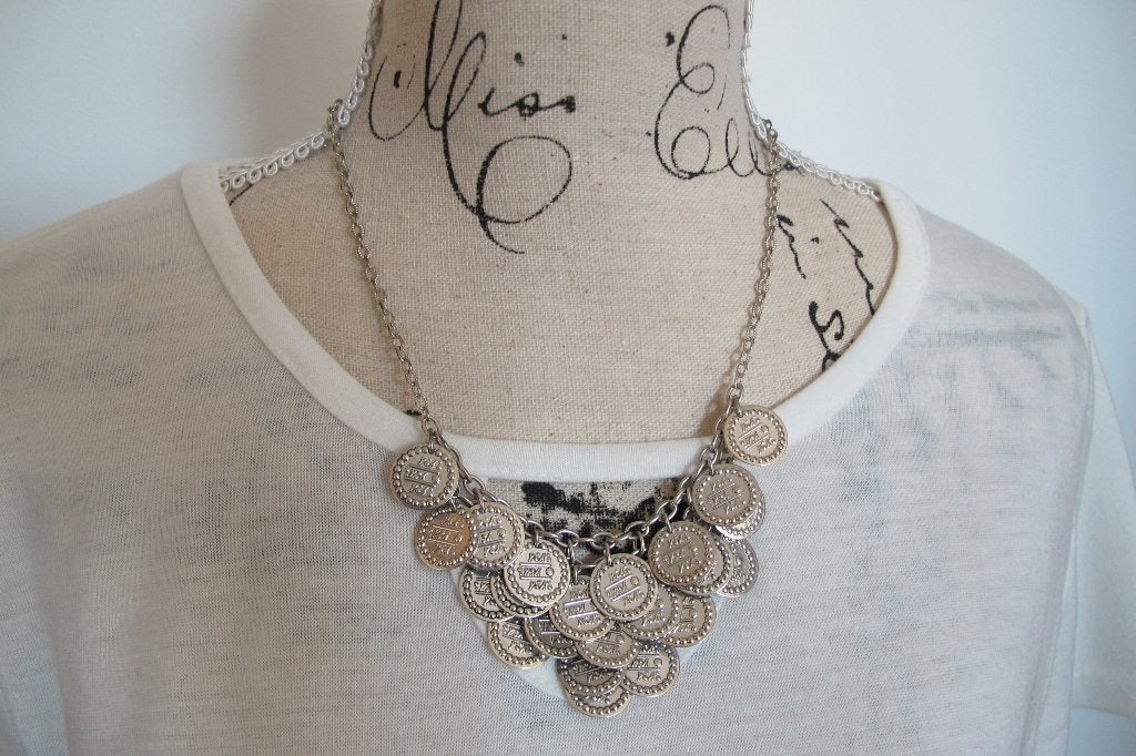 Silver coins necklace (Forever 21), Ophalen of Verzenden, Nieuw, Zilver, Overige materialen