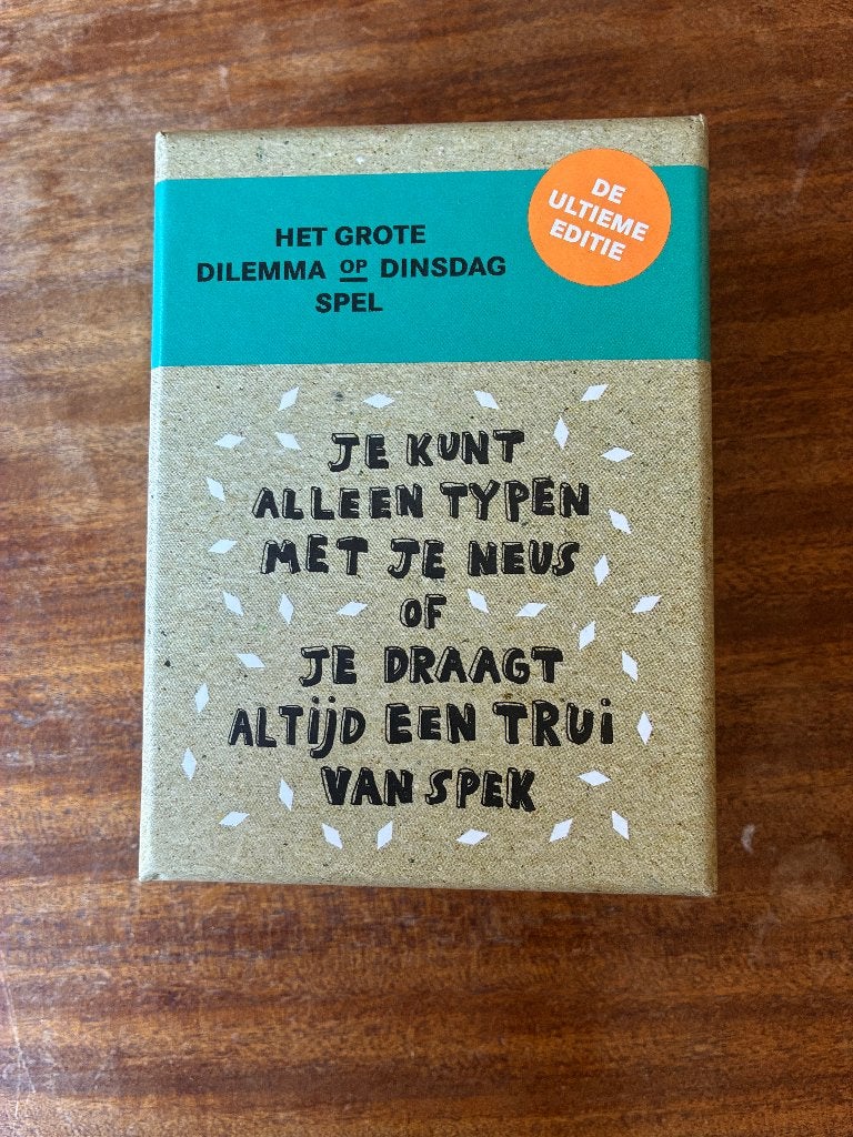 Het grote dilemma op dinsdag spel, Ophalen of Verzenden, Zo goed als nieuw