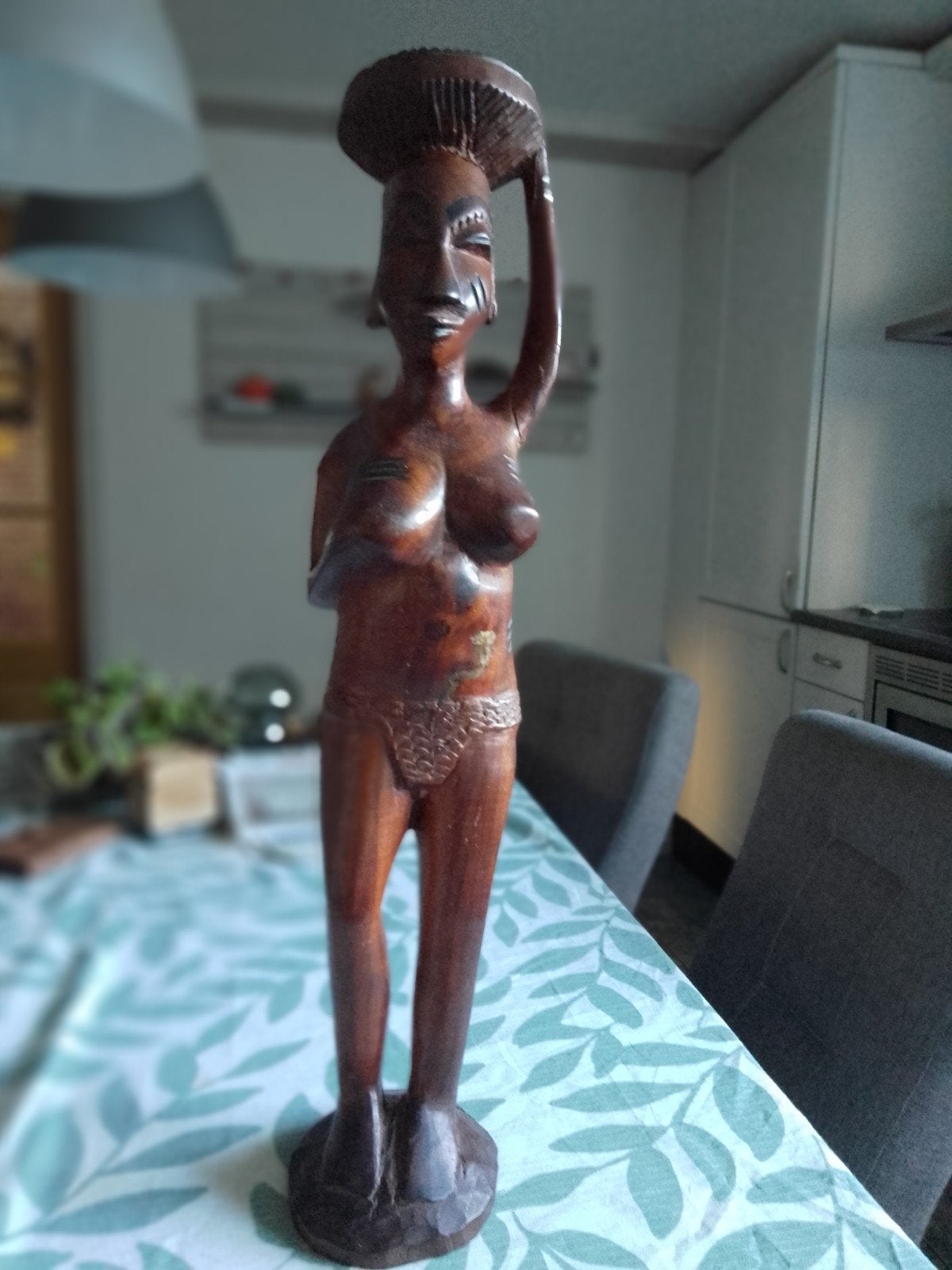 Houten beeld naakte vrouw, 70 cm hoog, Handgemaakt, Beeld, Hout, Vrouw