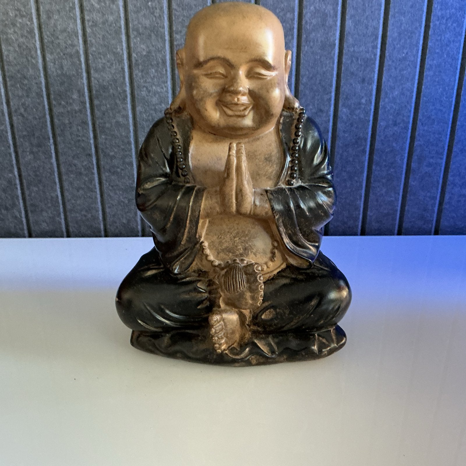Lachende Boeddha Beeld - Geluk en Harmonie, Gebruikt, Steen/keramiek, Ophalen of Verzenden, Bruin