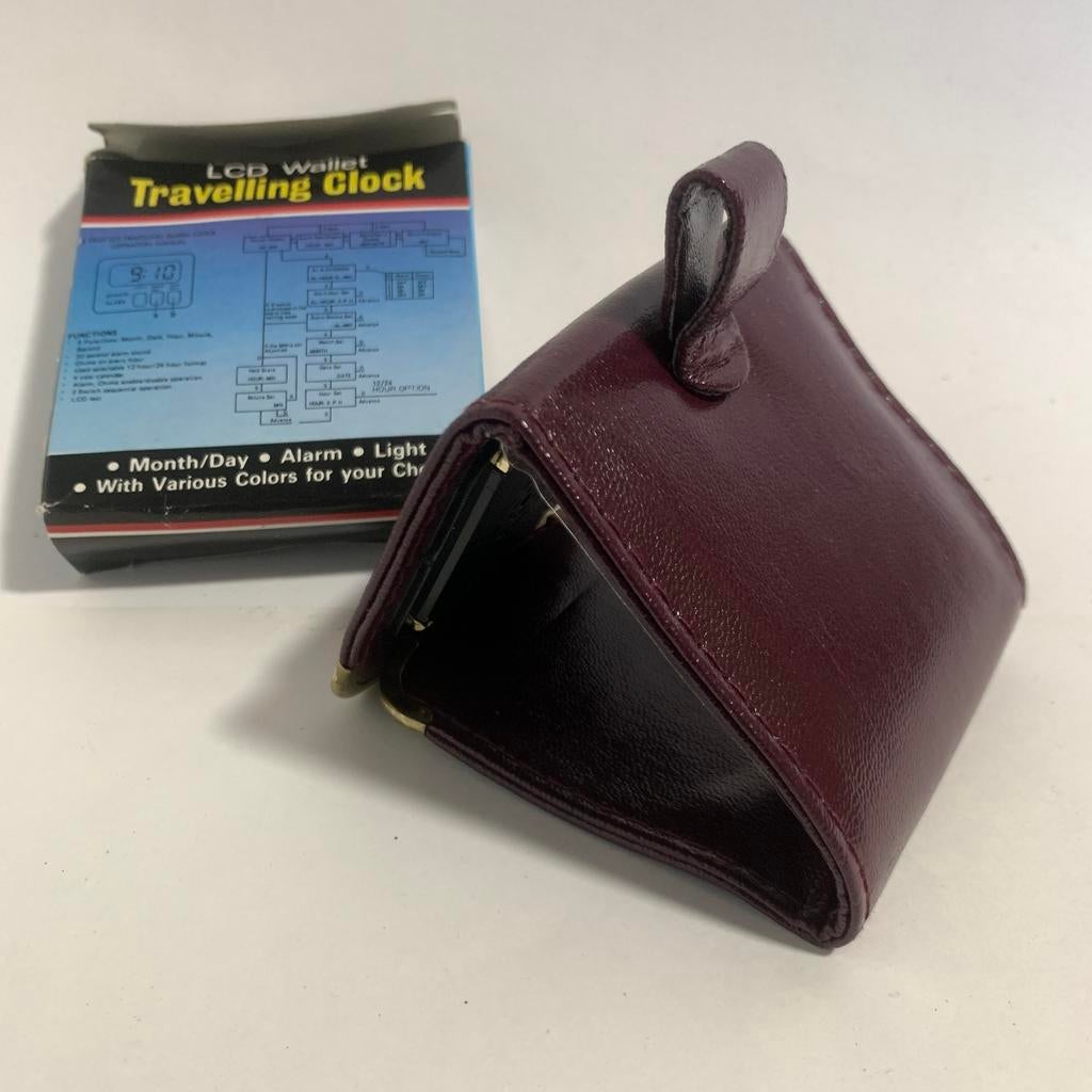 LCD Wallet Reizigersklok - Compacte Digitale Wekker, Ophalen of Verzenden, Gebruikt, Digitaal, Wekker of Tafelklok
