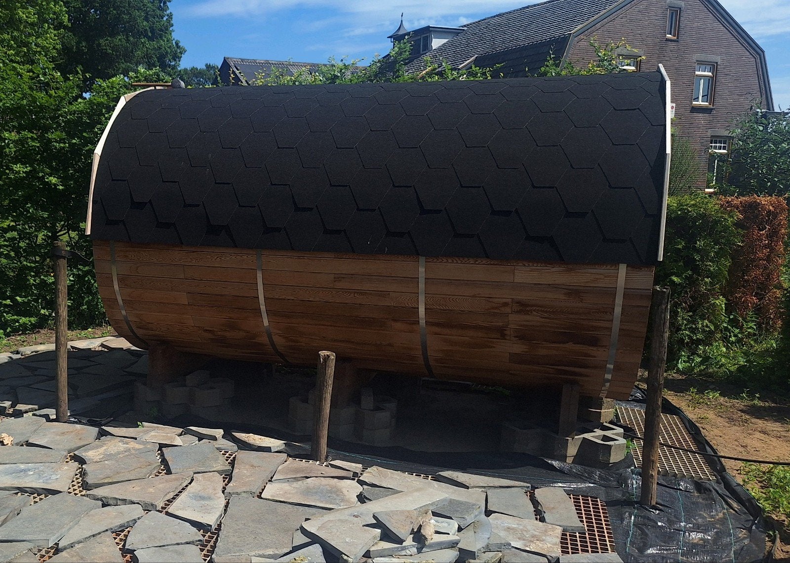 complete Red ceder barrelsauna 2,40m, Ophalen, Nieuw, Fins of Traditioneel, Complete sauna