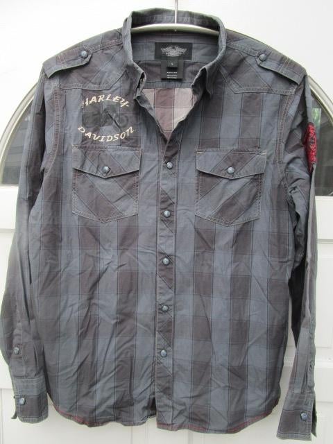 Stoer Harley Davidson overhemd, maat L valt als M, Ophalen, Halswijdte 39/40 (M), Harley Davidson, Gedragen