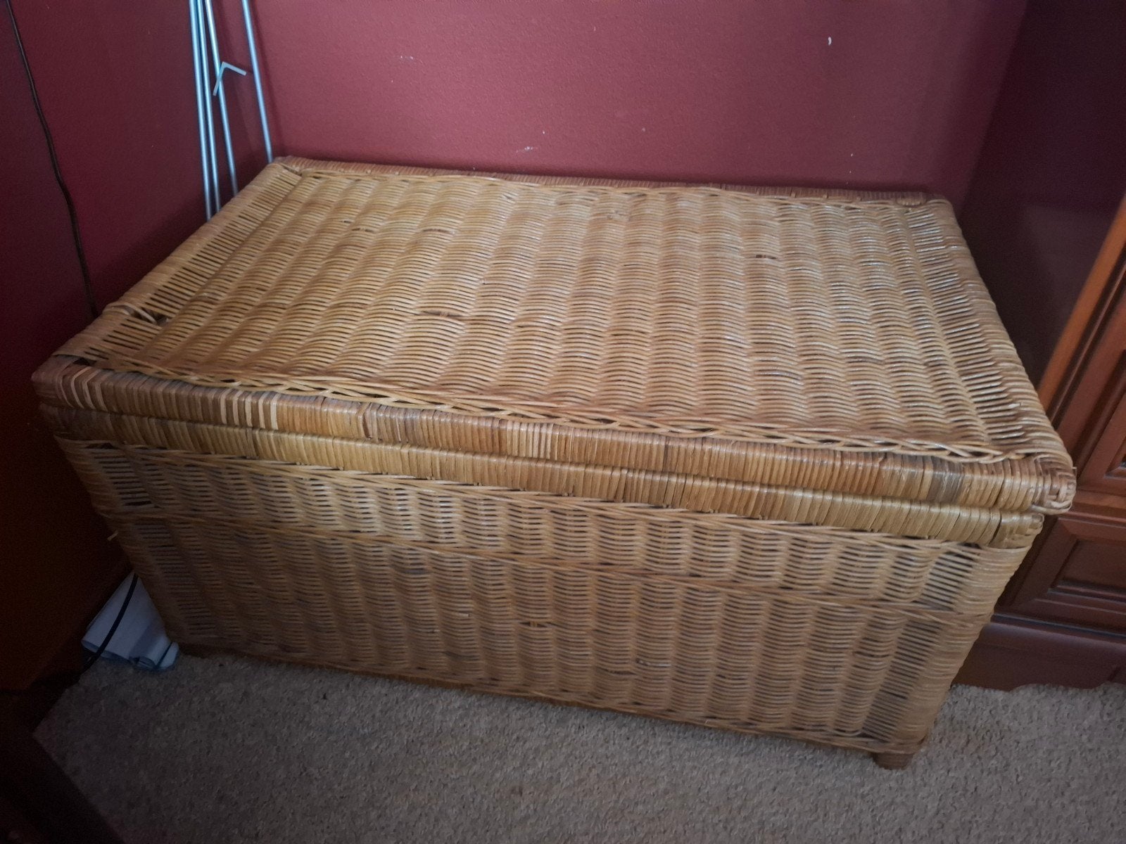 Grote rieten opbergkist met deksel, Huis en Inrichting, Ophalen, Gebruikt, 100 tot 150 cm, 75 tot 100 cm