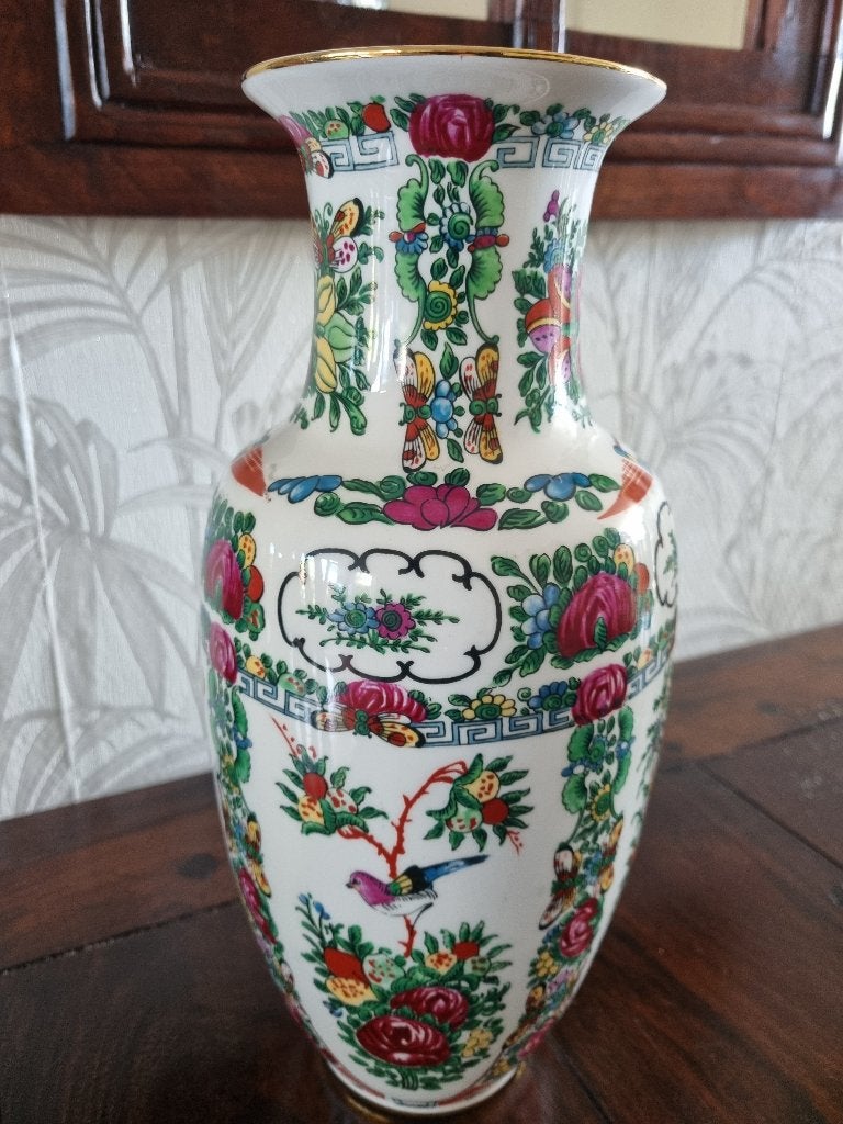 Chinees Porseleinen Family Rose Vaas - Hoogte 32 cm -, Handgemaakt, Ophalen of Verzenden, China, 32 cm