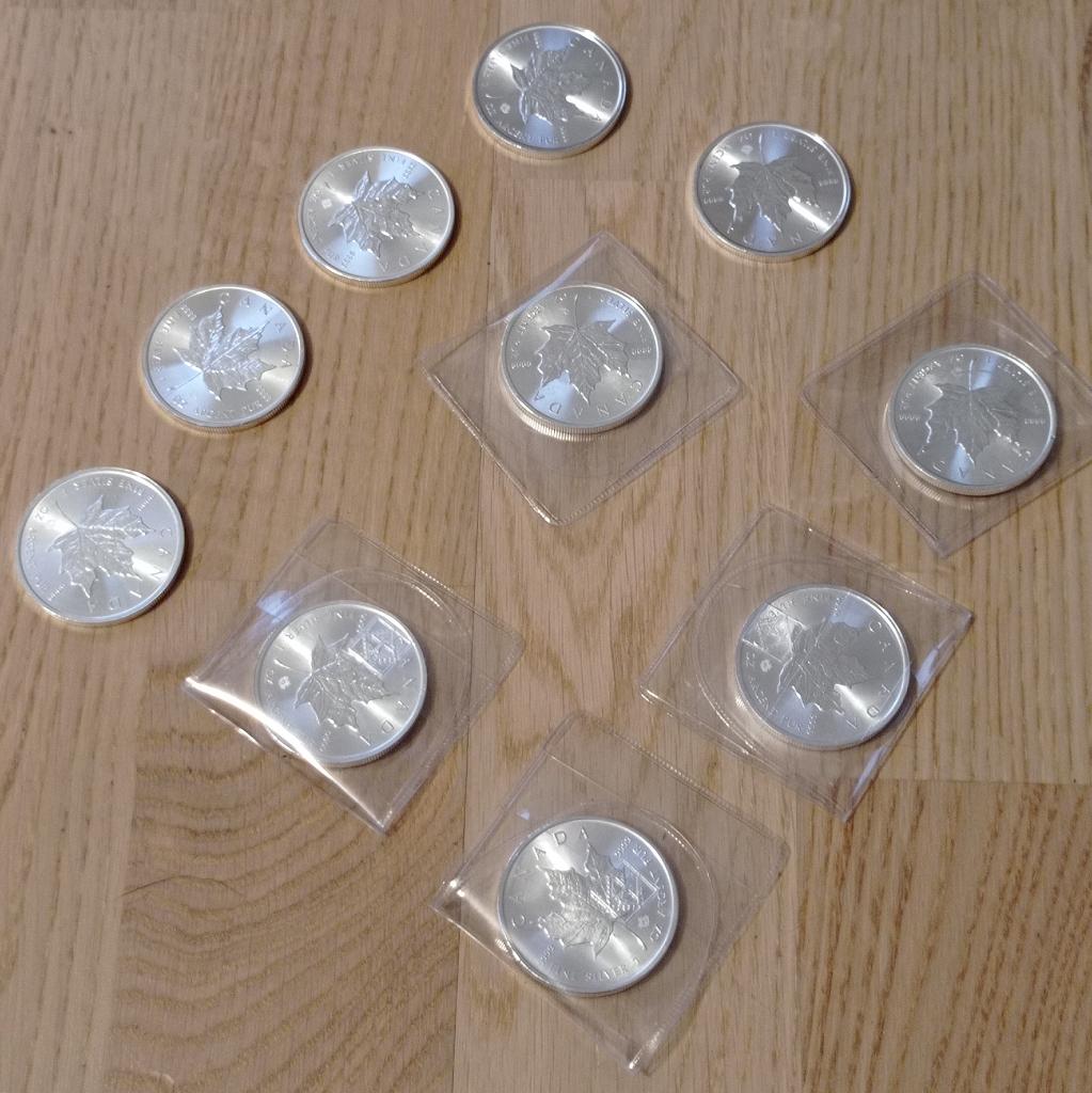 10 x Zilveren Canadian Maple Leaf diverse jaartallen, Ophalen of Verzenden, Zilver