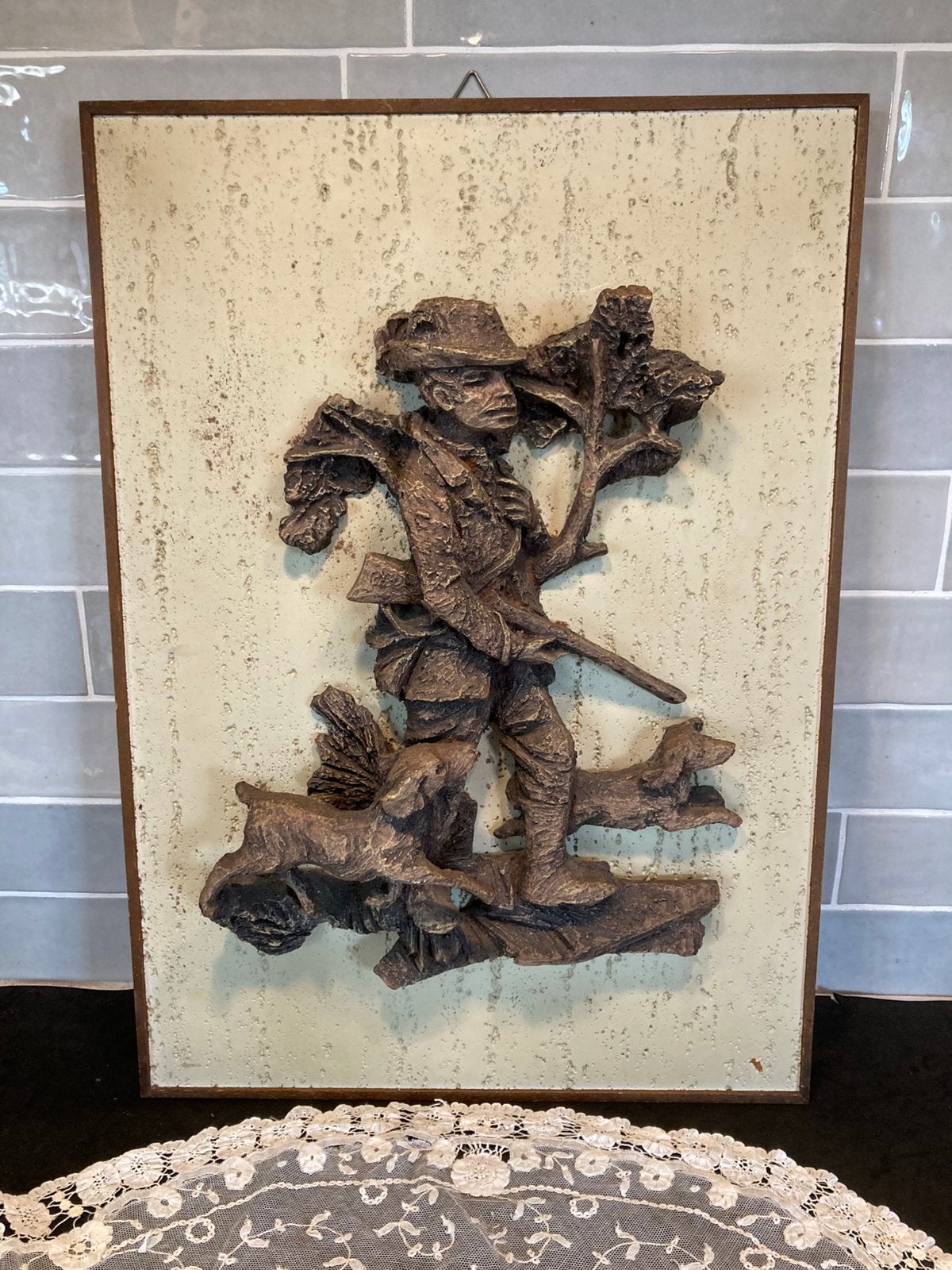 Vintage keramiek wanddecoratie, jager (160625c), Ophalen of Verzenden, Gebruikt