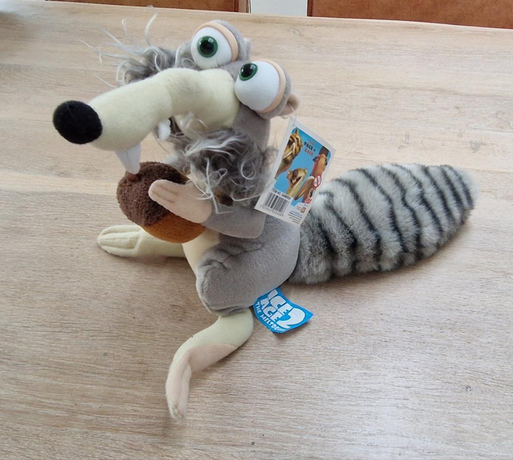 Ice Age Scrat knuffel met eikel - Zo goed als nieuw, Overige merken, Overige karakters, Overige typen, Grijs