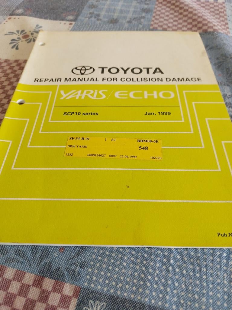 REPAIR MANUAL FOR COLLISION DAMAGE TOYOTA YARIS SCP10 1999, Auto diversen, Handleidingen en Instructieboekjes, Ophalen of Verzenden