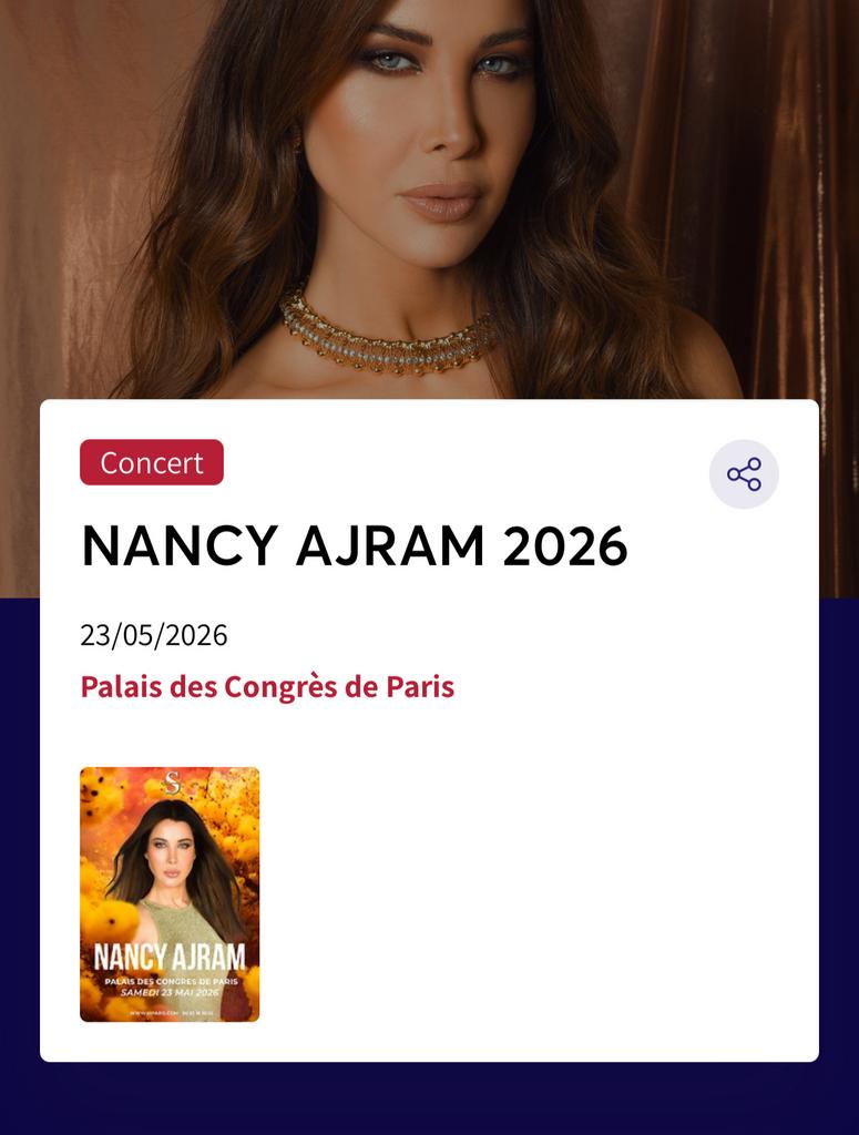 Nancy Ajram tickets Concert Parijs 23 mei 2026, Twee personen, Mei