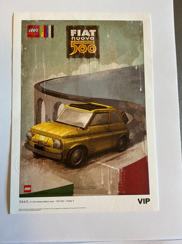 Lego VIP Fiat 500 Poster 5006306 Limited Edition Print, Overige thema's, Lego, Overige typen, Ophalen of Verzenden