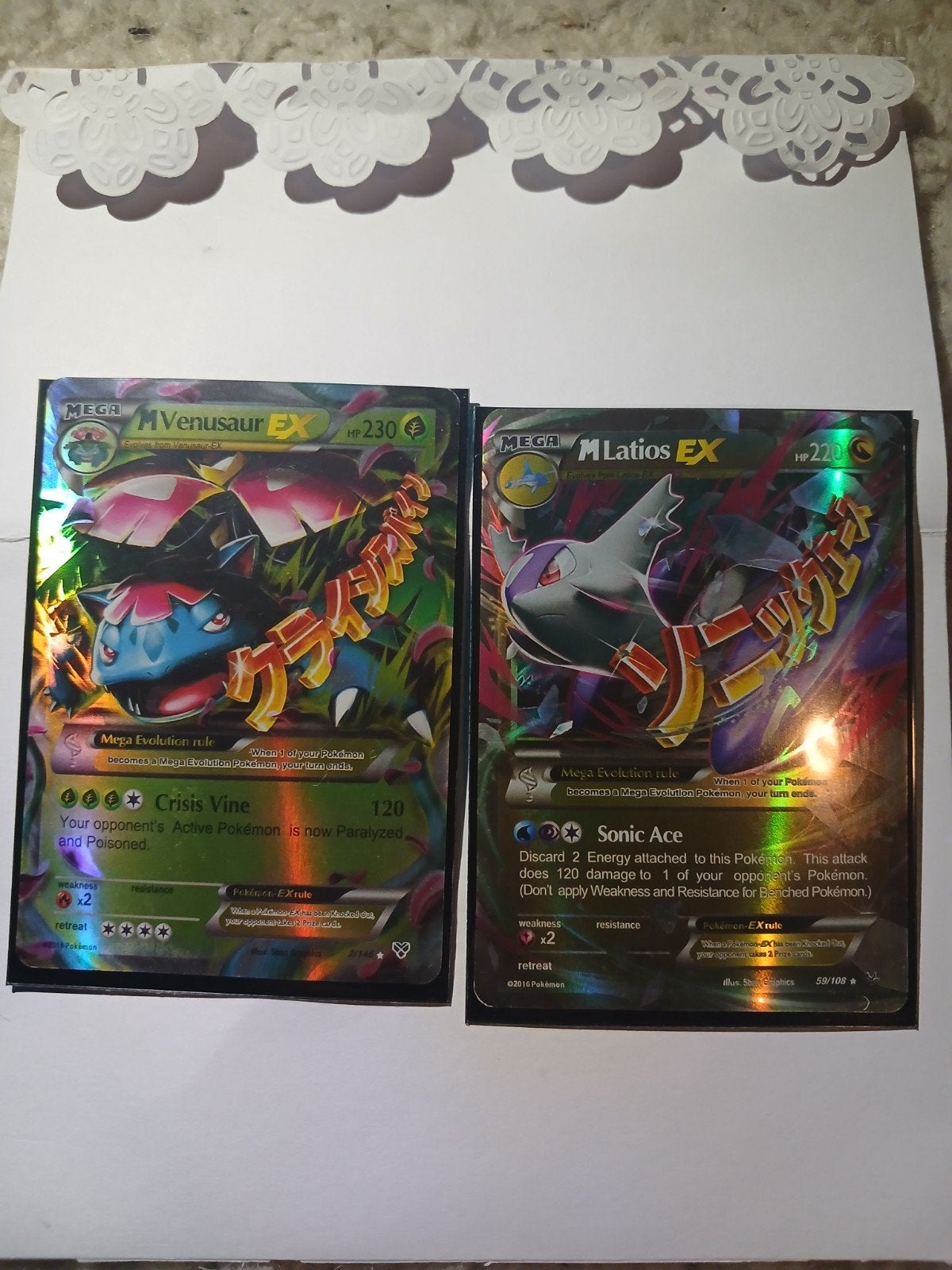 Pokémon Kaarten: Mega Venusaur EX & Mega Latios EX, Ophalen of Verzenden, Zo goed als nieuw, Meerdere kaarten, Foil