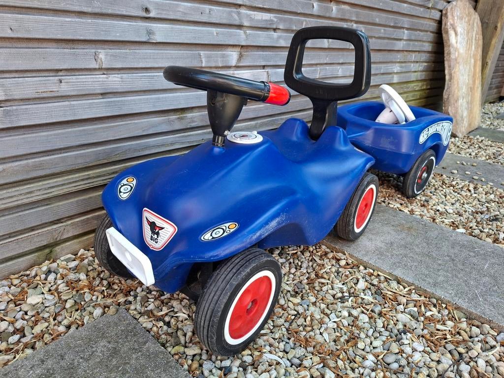 Loop auto - BIG Bobby Car met aanhanger en rugsteun - Blauw, Ophalen, Gebruikt