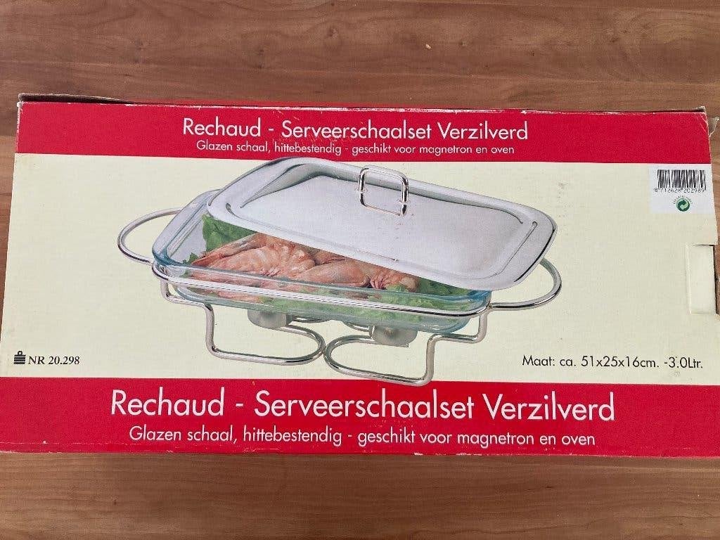 2 x Rechaud - serveerschaal. €25 per stuk, Ophalen, Nieuw, Overige stijlen, Glas