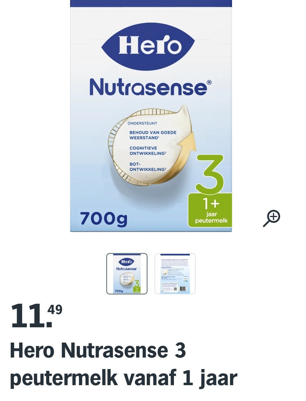 1 zak hero nutrasense 3, Kinderen en Baby's, Ophalen of Verzenden, Overige typen