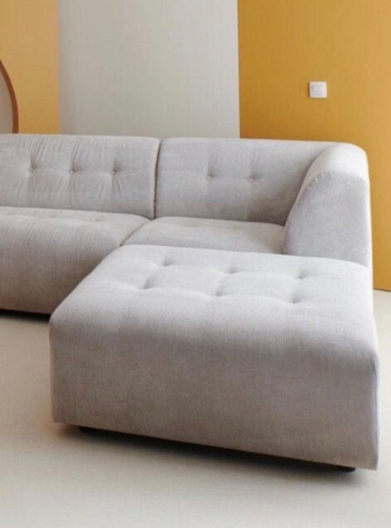 HKLiving Vint Modulaire Bank 3 elementen - Crème Corduroy, Huis en Inrichting, Ophalen, Gebruikt, Hoekbank, Stof