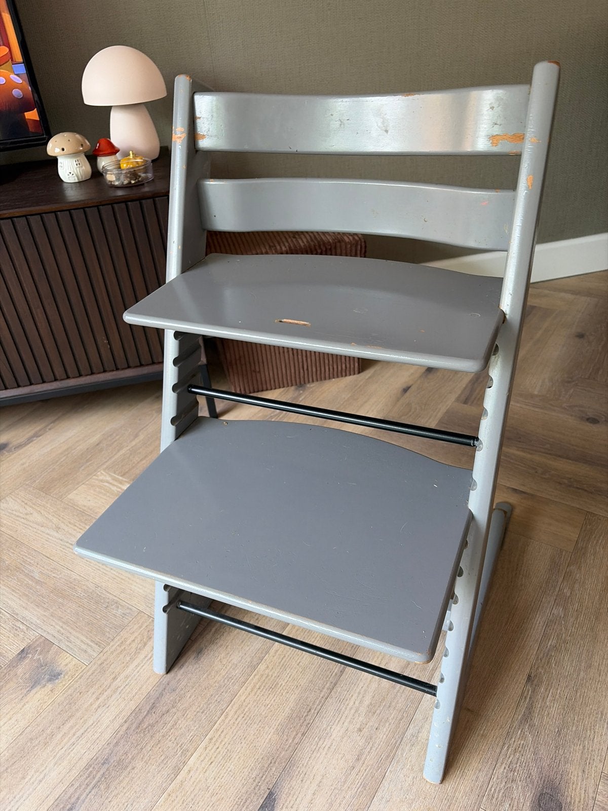Stokke Tripp Trapp kinderstoel - Grijs, Ophalen of Verzenden, Gebruikt, Meegroeistoel, Aanschuifbaar