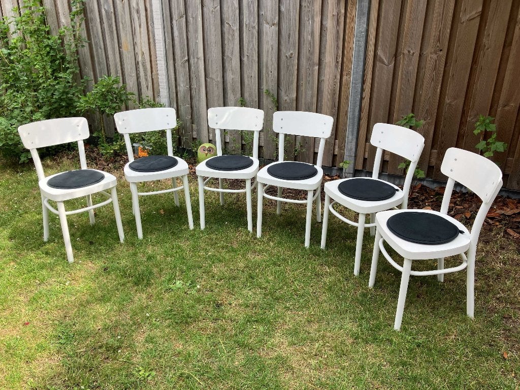 Zes stuks houten stoelen IKEA Idolf wit inclusief kussens, Ophalen, Gebruikt, Wit, Landelijk