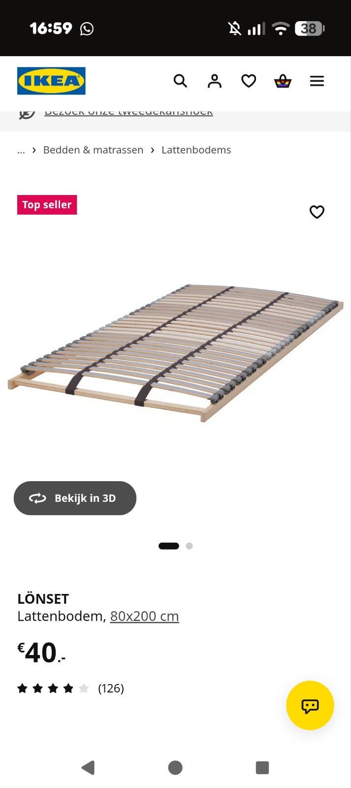Lattenbodem 80x200 cm, Ophalen, Eenpersoons, Wit, Zo goed als nieuw