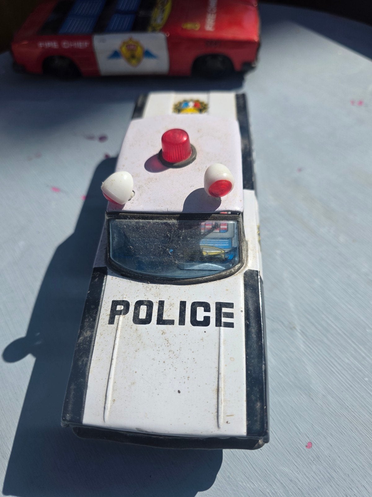 Vintage Blikken Politie Auto Speelgoed, Ophalen of Verzenden, Gebruikt