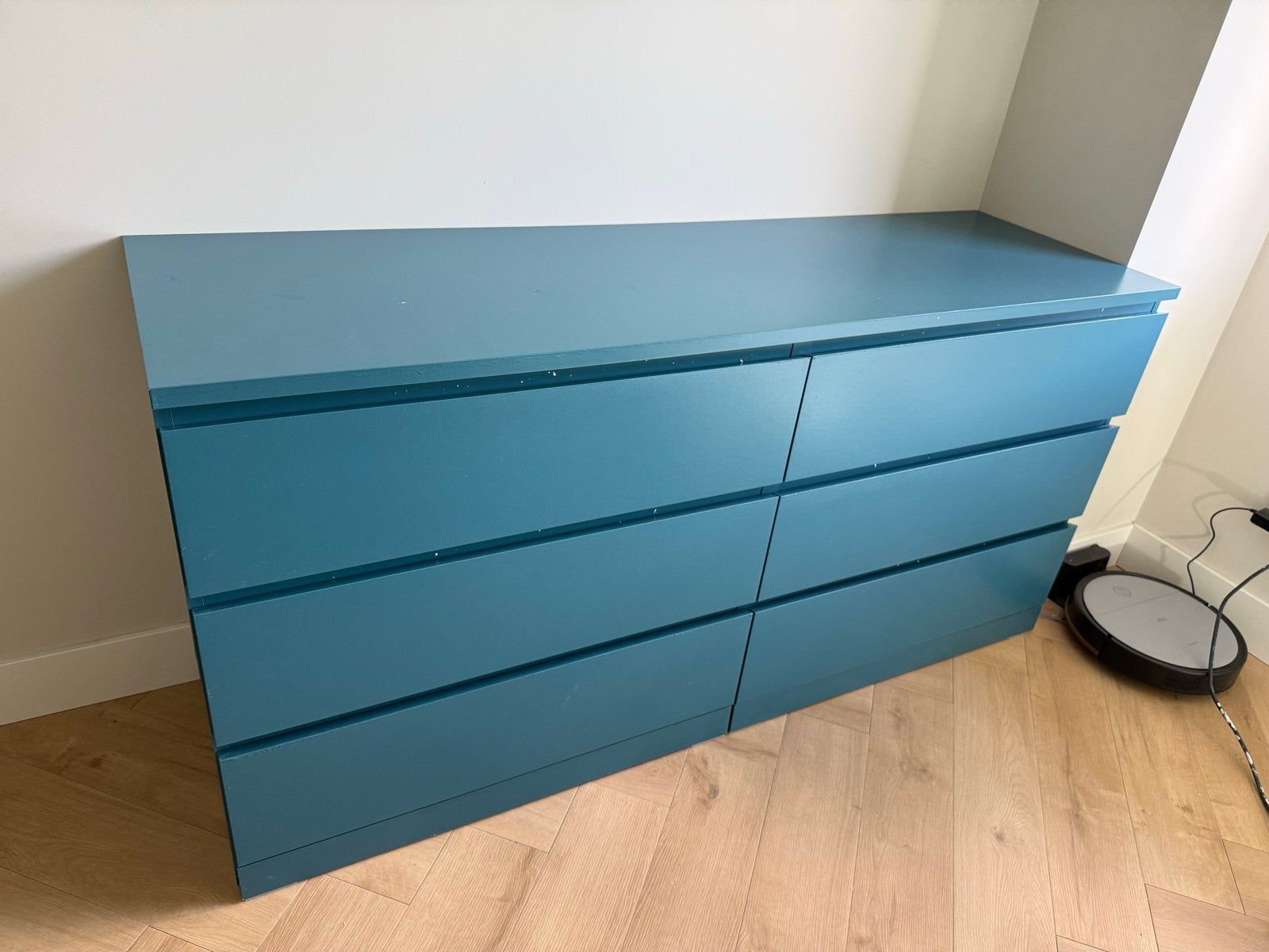 IKEA MALM ladekast met 6 lades in blauwgroen, Ophalen, 5 laden of meer, 150 tot 200 cm, Zo goed als nieuw