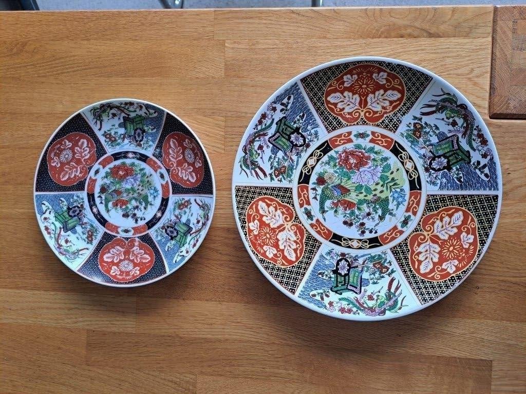 2 Chinese borden - Imari porselein - Pauw - 21 + 27 cm, Ophalen of Verzenden