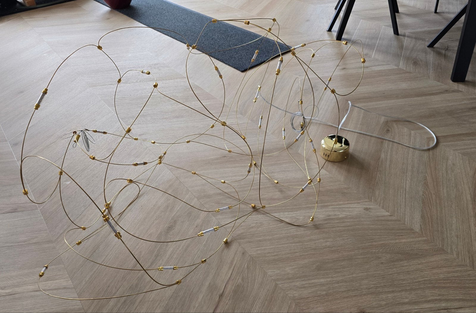 Flock of light geïnspireerde gouden hanglamp, Ophalen, Modern, Design, Abstract, Overige fittingen, Zo goed als nieuw