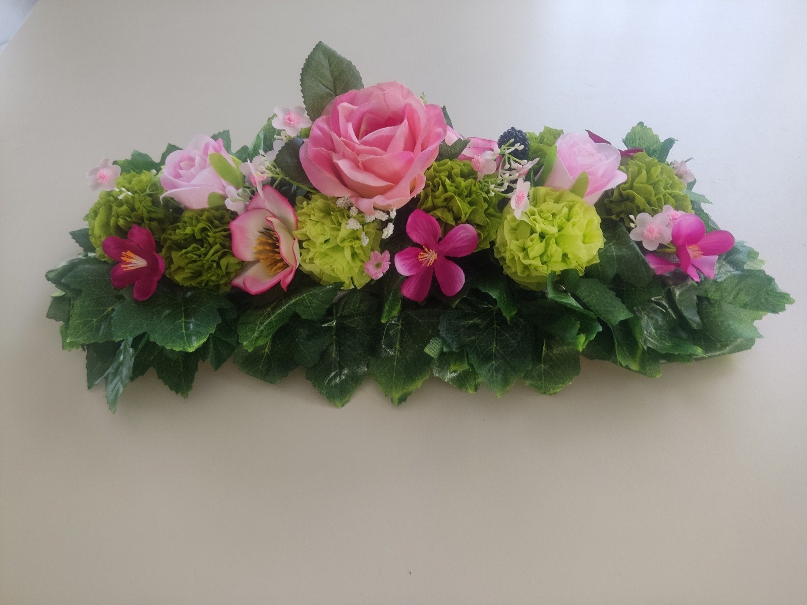 Kunstbloemstuk Roze/Groen - Decoratieve Bloemen, Binnen, Nieuw, Ophalen of Verzenden, Onderhoudsvrij