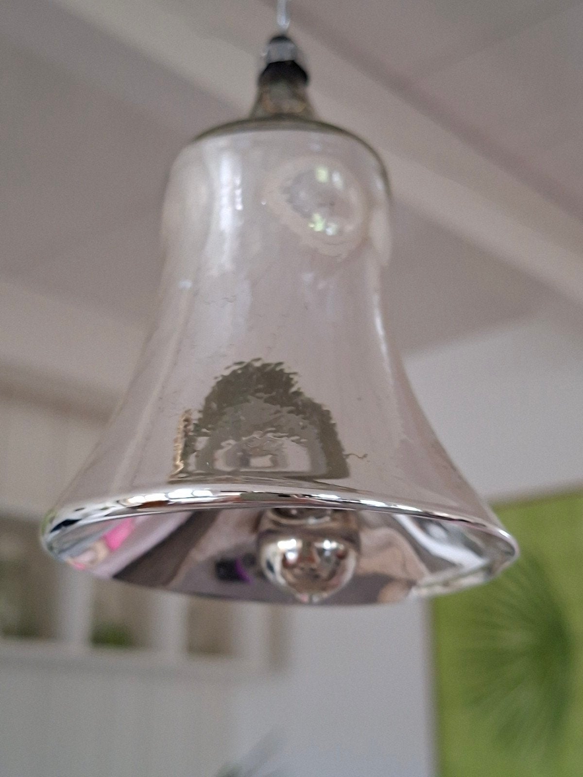 Grote Antieke Glazen Kerstklok met Werkende Klepel (10 cm)XL, Ophalen of Verzenden, Gebruikt