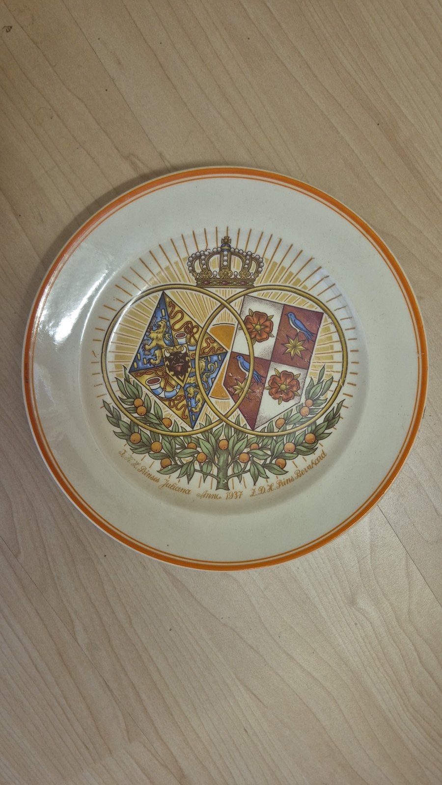 Huwelijksbord Juliana & Bernhard 1937, Antiek en Kunst, Ophalen of Verzenden