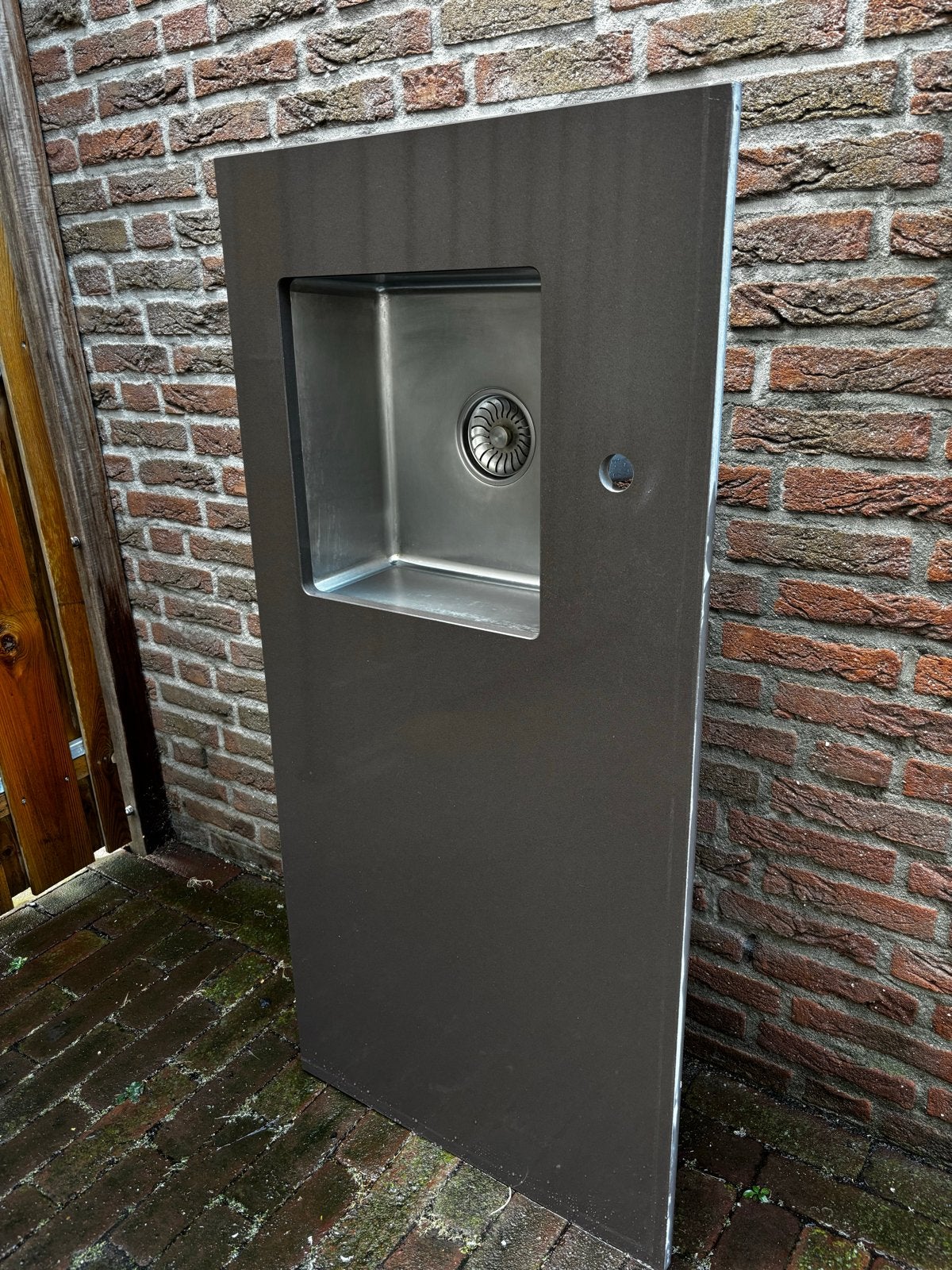 Composiet aanrechtblad met RVS spoelbak - Nette staat, Ophalen, Steen/keramiek, Grijs, Overige typen