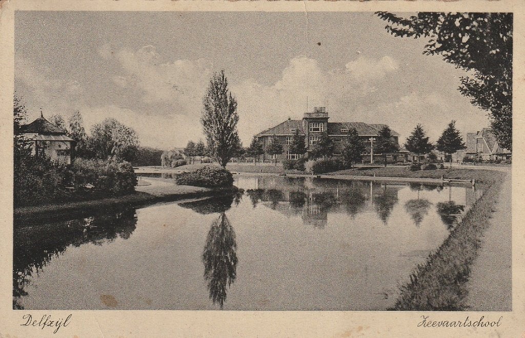 Delfzijl     Zeevaartschool, Ophalen of Verzenden, 1920 tot 1940, Gelopen, Groningen
