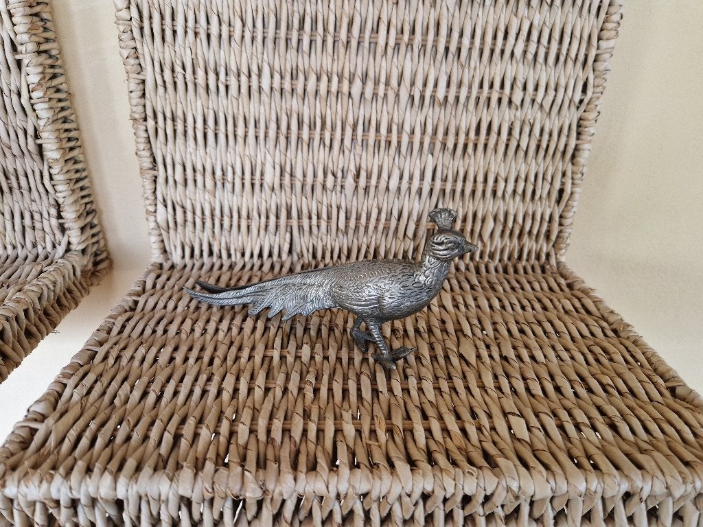 2 vintage zilverkleurige vogels tafeldecoratie, Ophalen of Verzenden, Zo goed als nieuw, Dier
