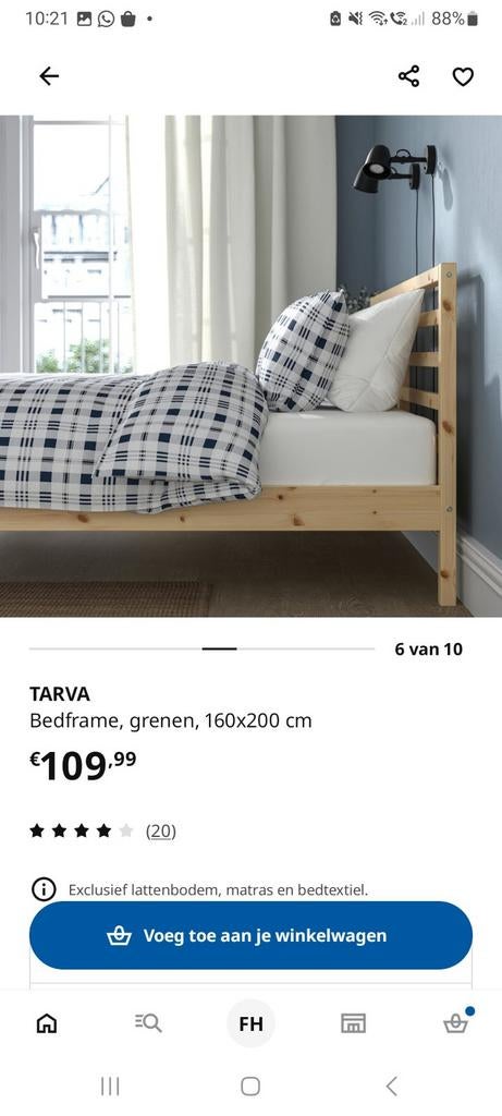IKEA TARVA Bedframe Grenen 160x200 cm, Huis en Inrichting, Slaapkamer | Bedden, Zo goed als nieuw, Tweepersoons, 160 cm, 200 cm