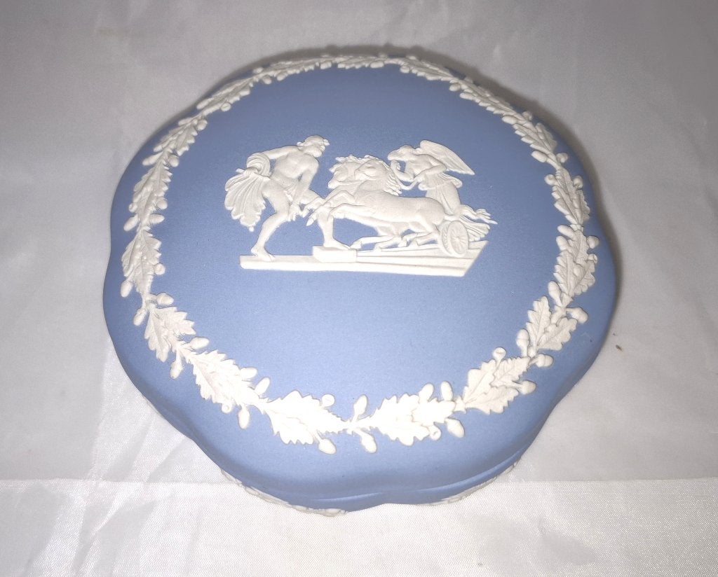 Wedgwood Jasperware Blue achthoekige dekseldoos, Ophalen of Verzenden