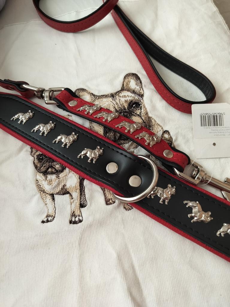Franse bulldog set halsband 55 cm, Verzenden, Handgemaakt, Nieuw
