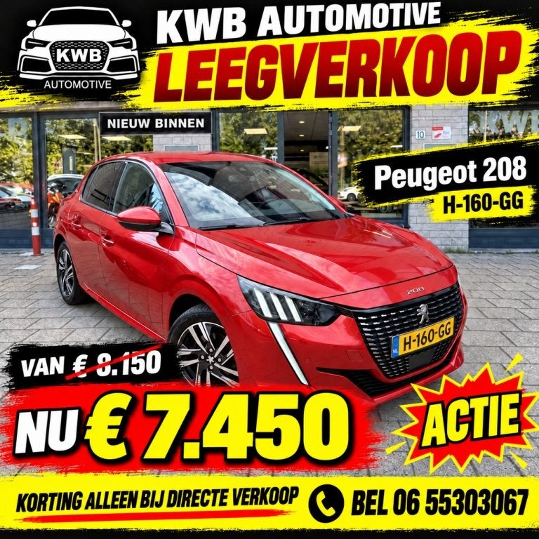 Peugeot 208 1.2 PureTech Allure 5-deurs LED | Distributie ve, Auto's, 101 pk, Gebruikt, Euro 6, Parkeersensor