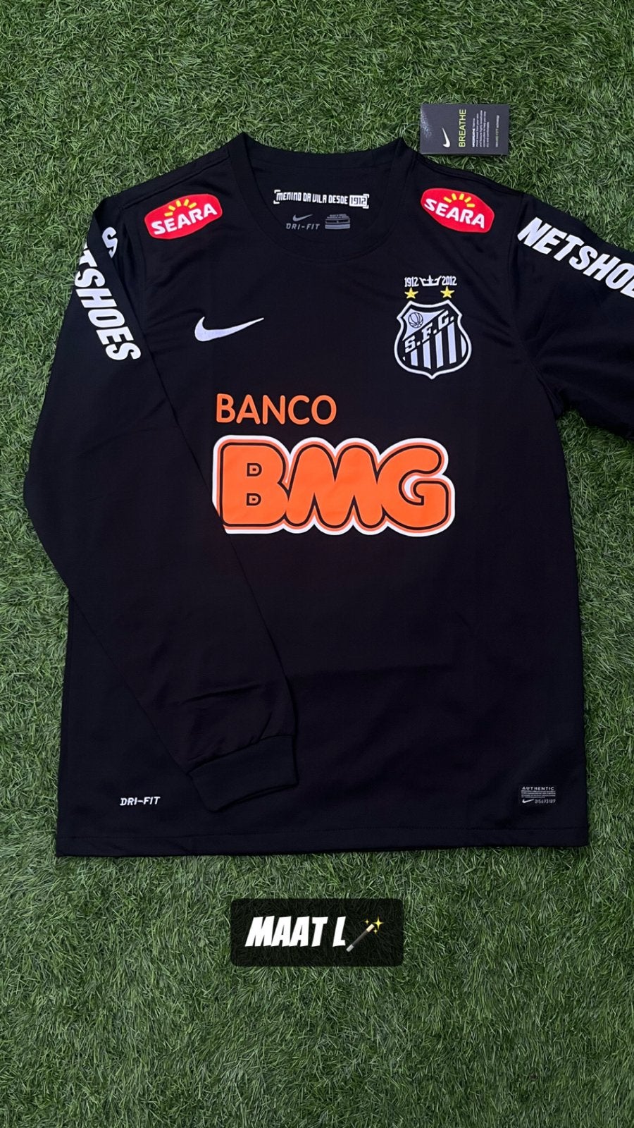 Retro Neymar Santos Thuisshirt, Maat 52/54 (L), Zwart, Ophalen of Verzenden, Zo goed als nieuw