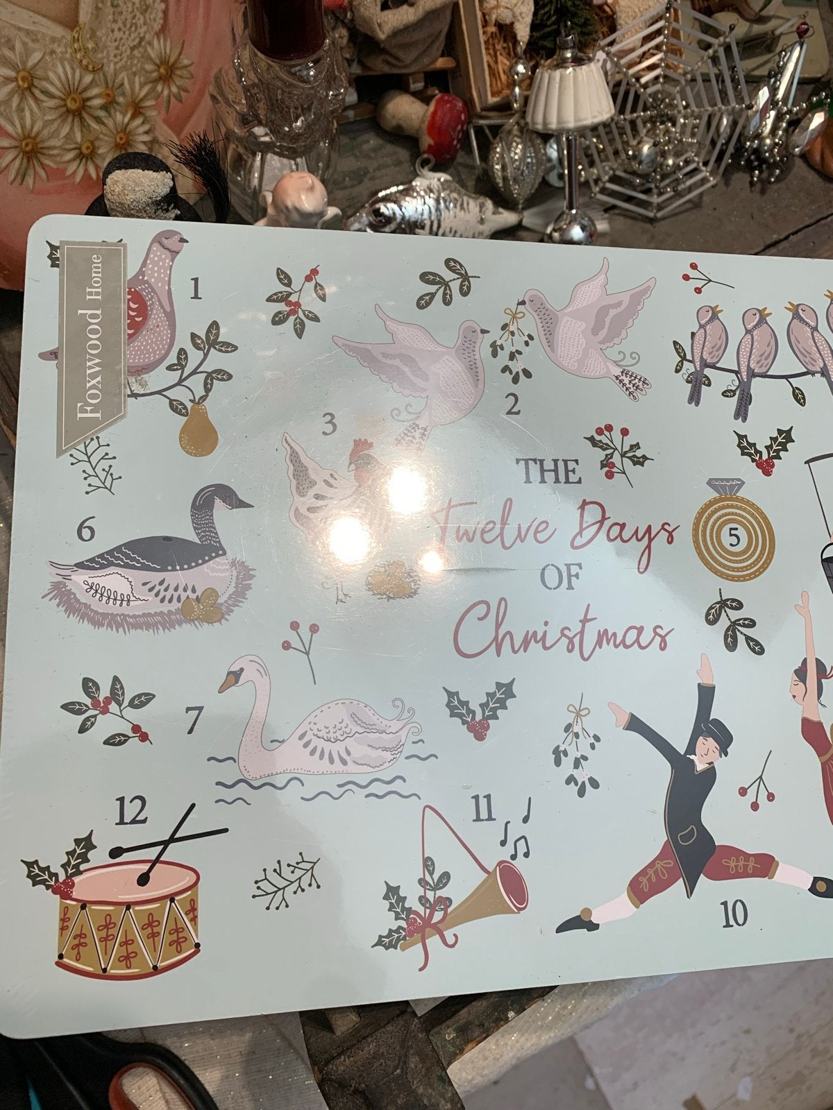 Kerst placemats 'The Twelve Days of Christmas' (4 stuks), T, Ophalen of Verzenden, Zo goed als nieuw, N