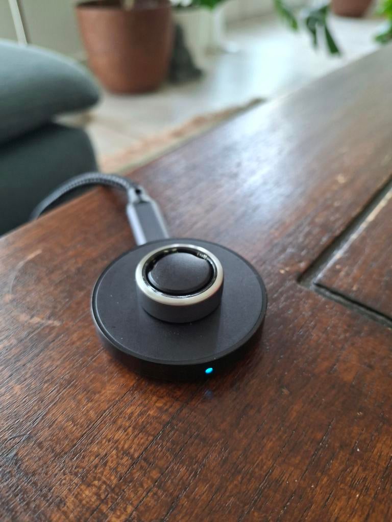 Oura Ring Gen 3 Horizon Maat 7 Zilver met Oplader, Oura, Ophalen of Verzenden, Zo goed als nieuw, Waterdicht