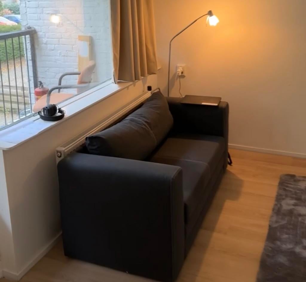 IKEA ASKEBY 2-zits slaapbank – bijna nieuw, donkergrijs, Ophalen, Zo goed als nieuw, Tweepersoons, Minder dan 150 cm