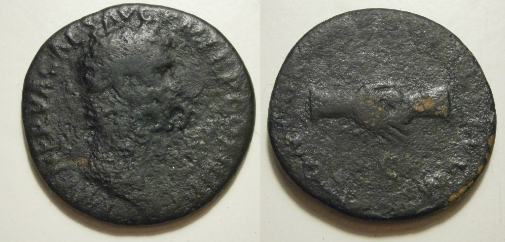 Romeinse munt Nerva Æ As -CONCORDIA EXERCITVVM- 97 AD, Ophalen of Verzenden, Italië, Losse munt