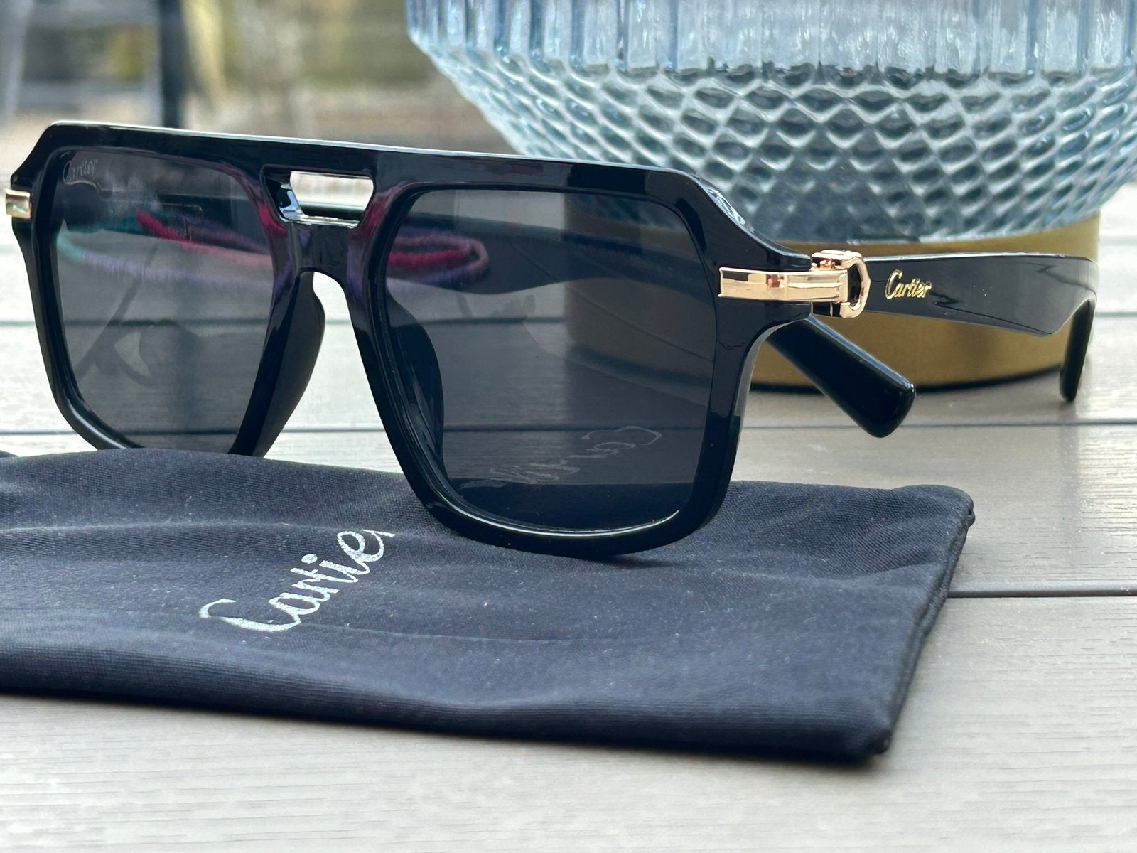 Nieuw - luxe Cartier zonnebril black UV400, Overige merken, Zonnebril, Zwart, Nieuw