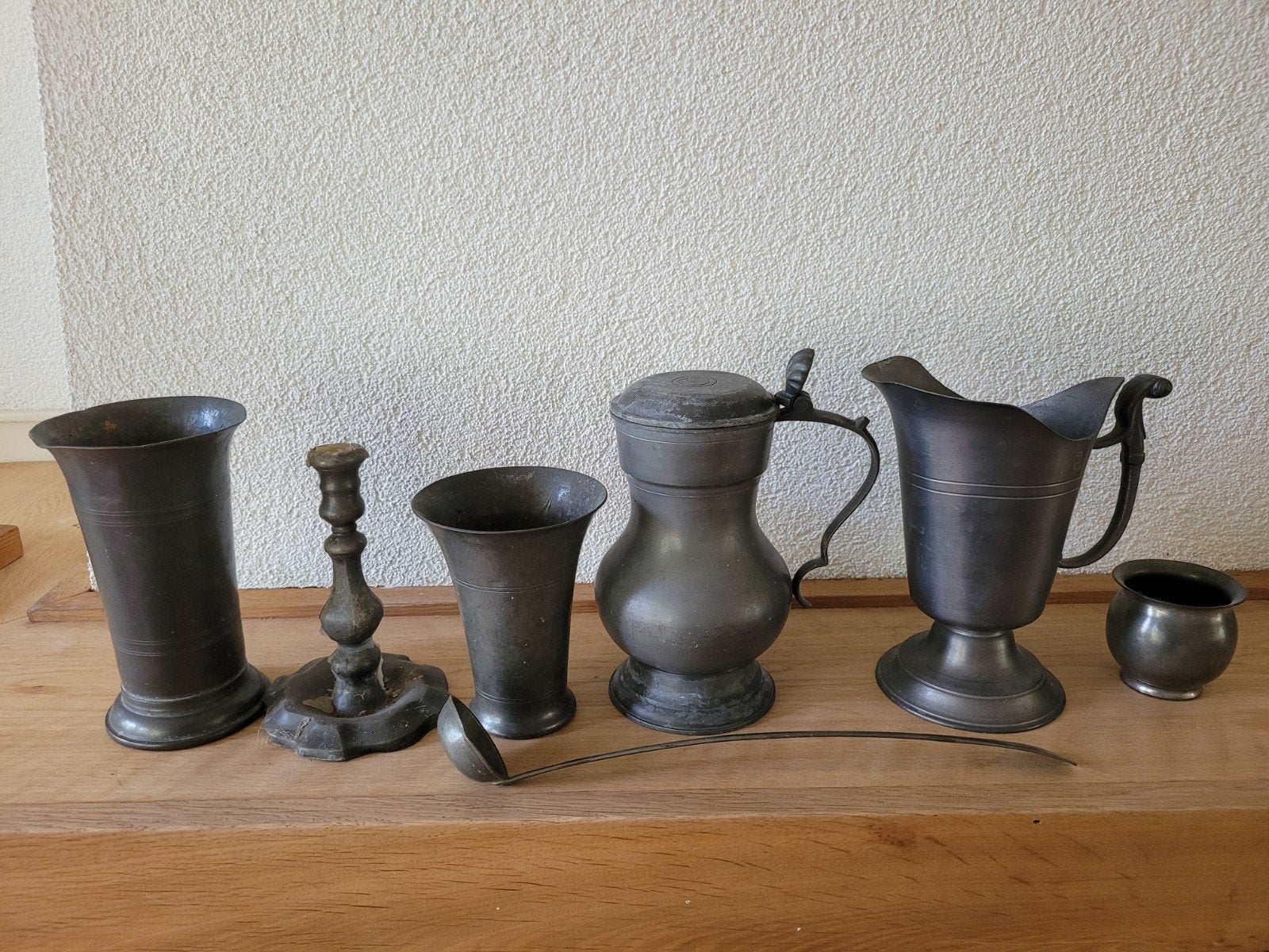 Antieke tinnen collectie: 6 stuks, diverse merken, Antiek en Kunst, Ophalen of Verzenden