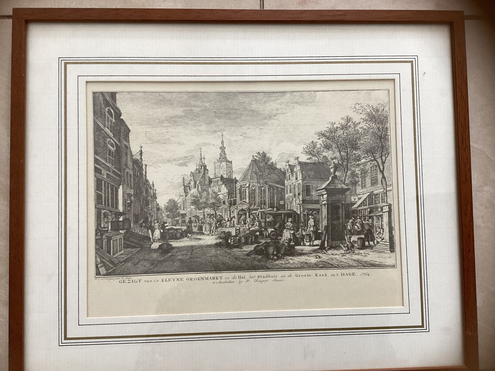 Originele Pieter Fouquet Ets, Ophalen, Ets, Stadsgezicht, Ingelijst