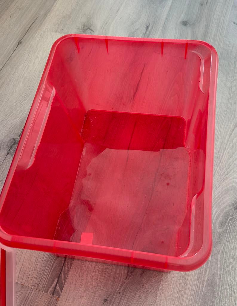 1 Rod opbergbakken met deksel en 1 stuk met 3 laden, Doe-het-zelf en Verbouw, Kratten en Dozen, Ophalen, Gebruikt, 40 tot 60 cm